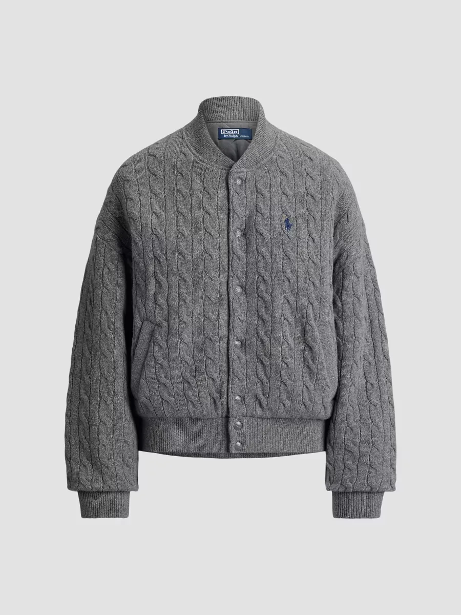 Cable-Knit Wool-Cashmere Bomber Jacket by Polo Ralph Lauren