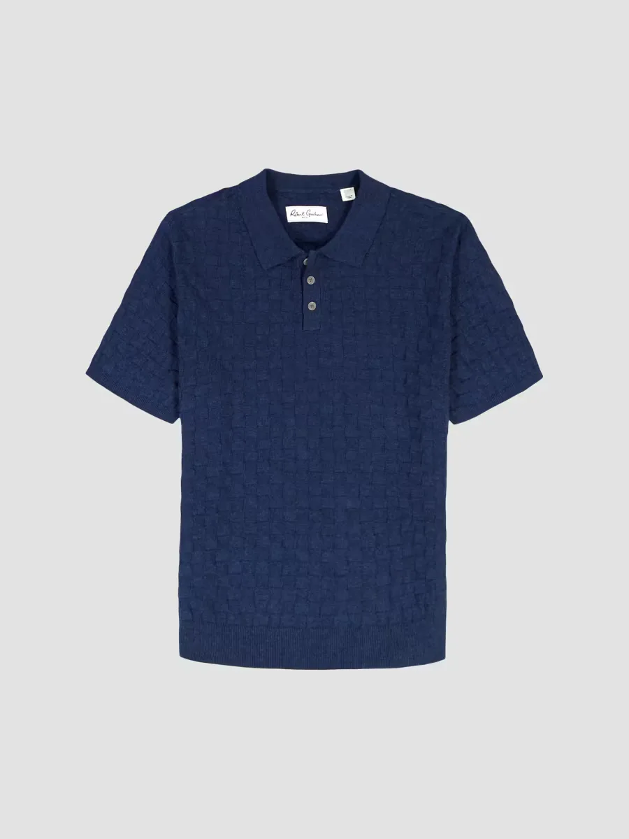 Hampson Textured Cotton Short-Sleeve Polo Sweater by Robert Graham