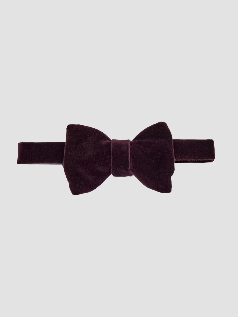 Purple Label Velvet & Peau De Soie Self-Tied Bow Tie