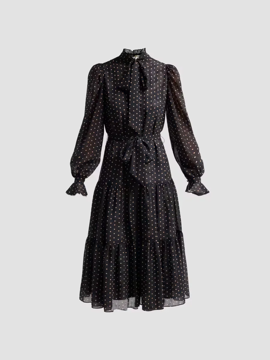 Erin Polka Dot Chiffon Midi Dress by Kobi Halperin