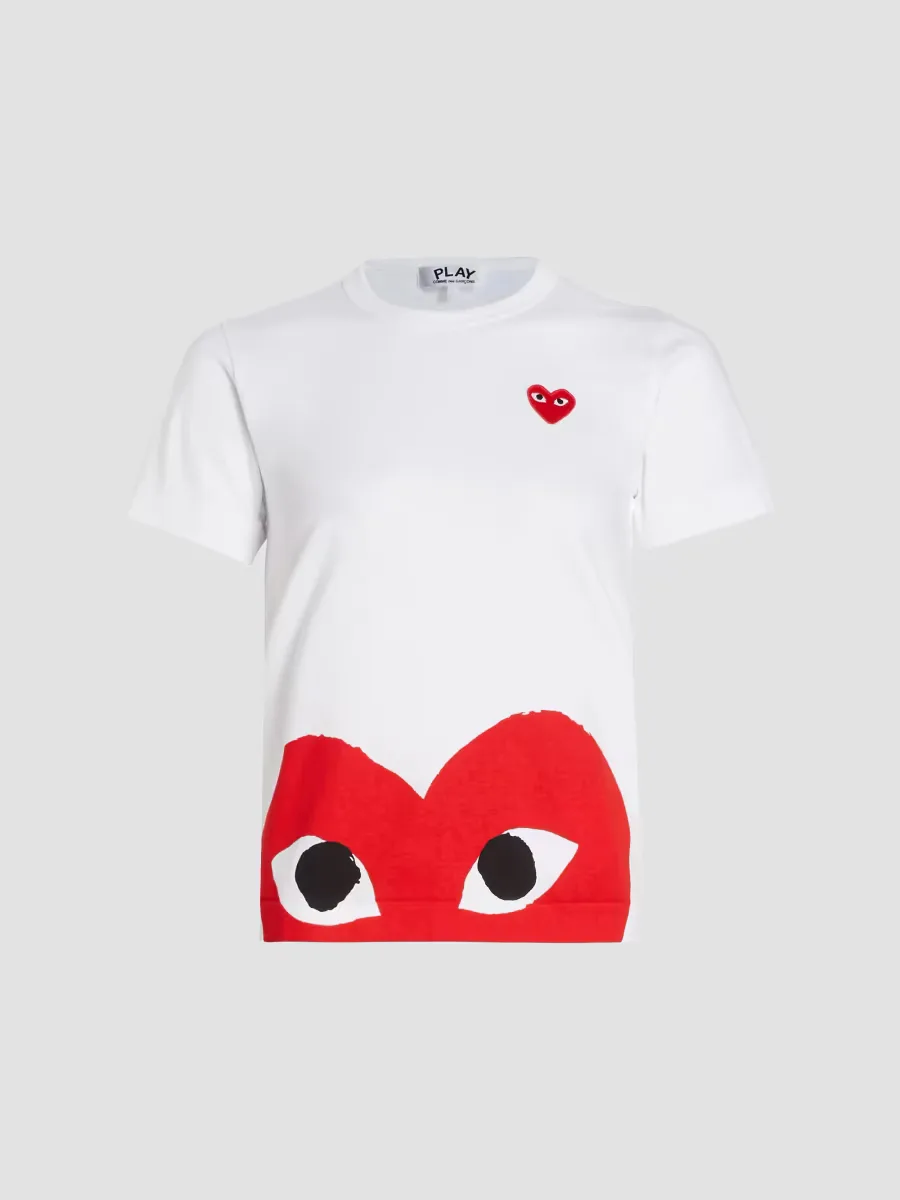 Short-Sleeve Heart-Print T-Shirt by Comme des Garçons
