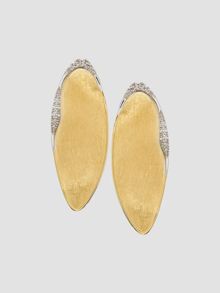 Lunaria Twist Two-Tone 18K Gold & 0.53 TCW Diamond Elongated Oval Stud Earrings