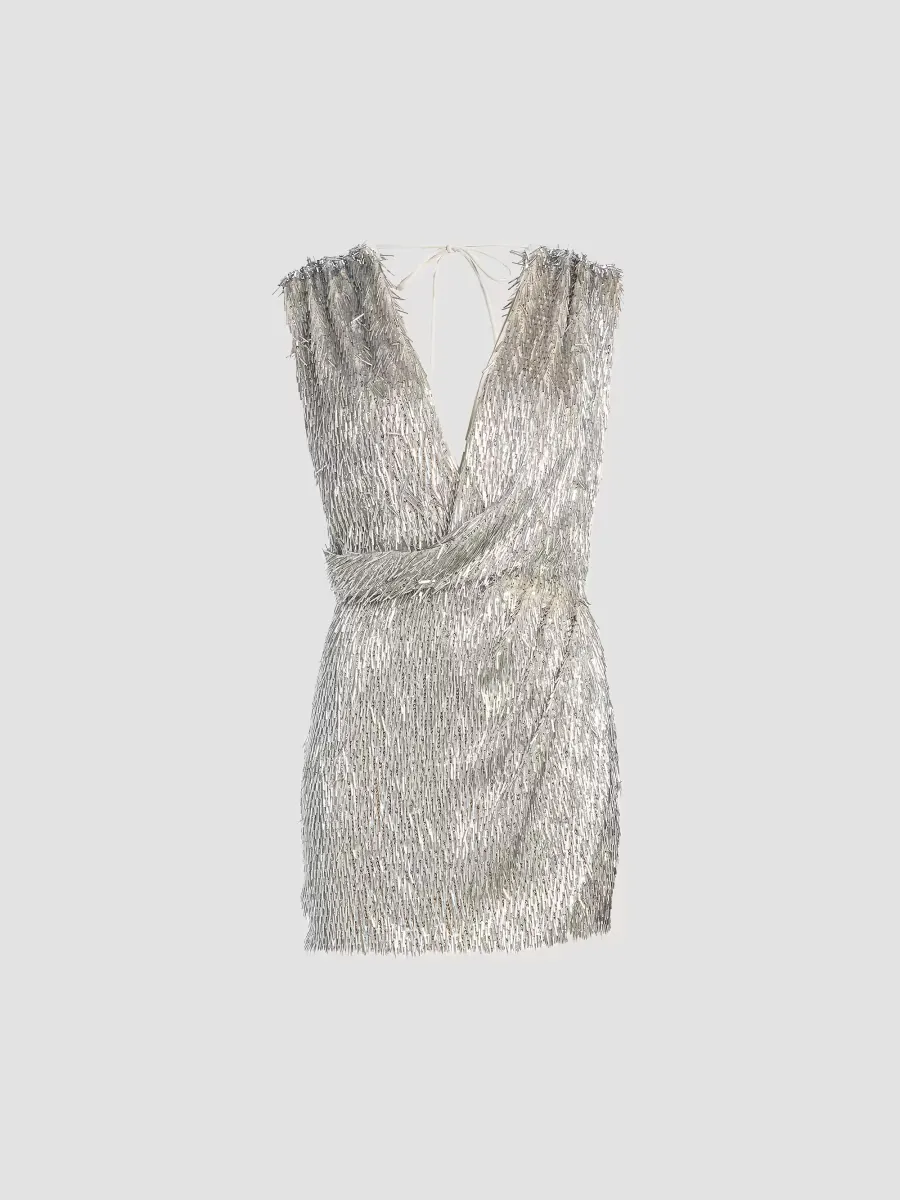 Eline Sequined Wrap Minidress by AKNVAS