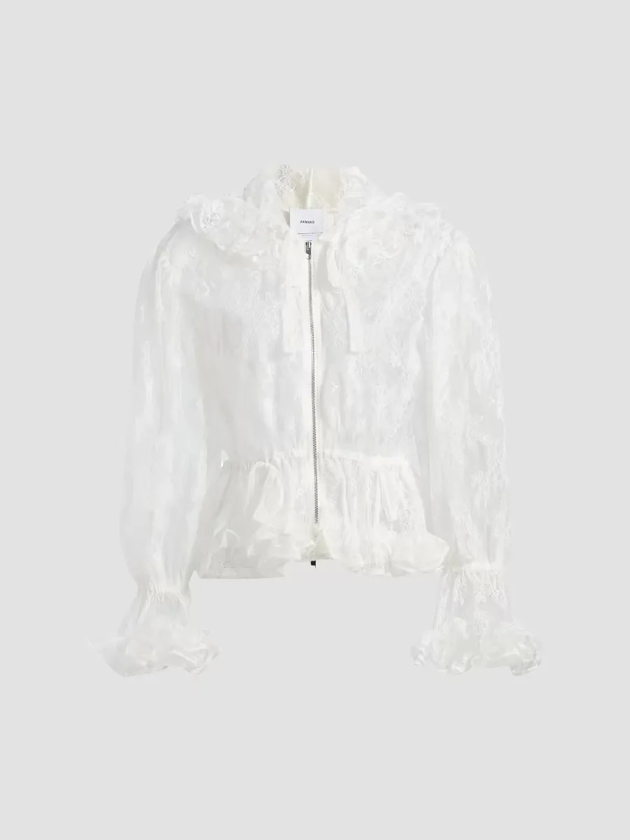 Elisa Floral Lace Hooded Jacket by AKNVAS