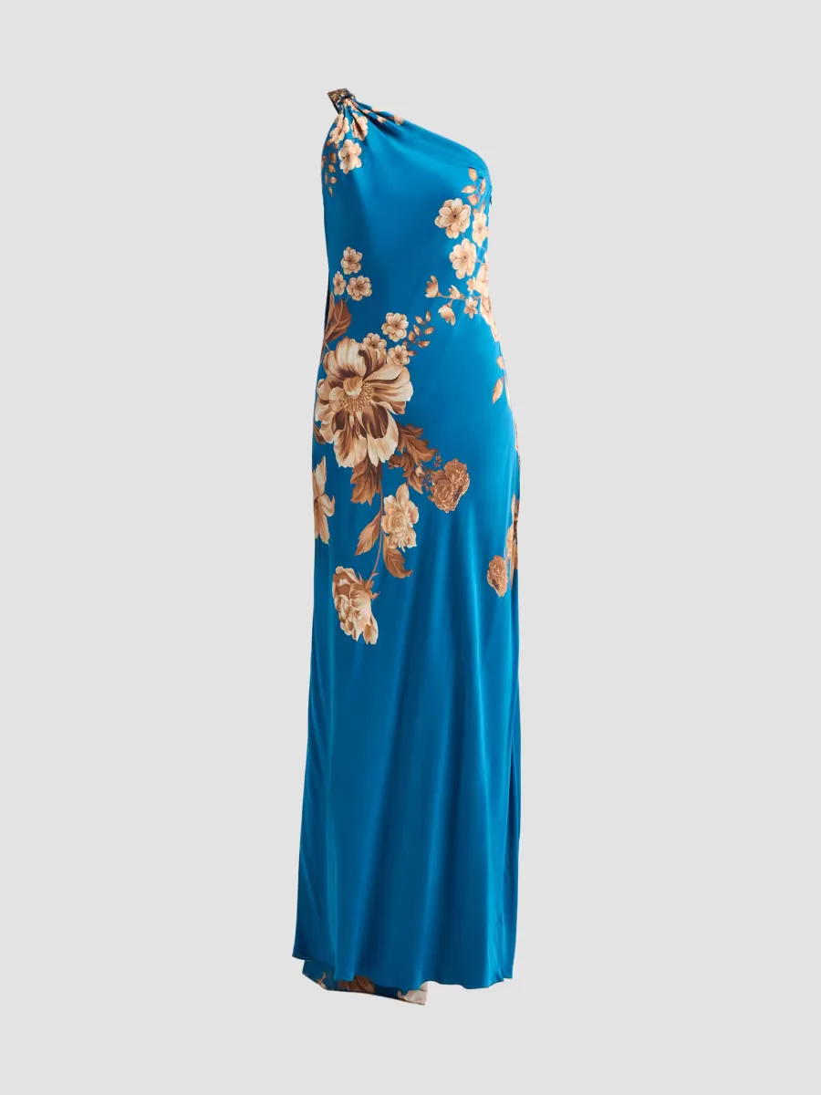 Floral One-Shoulder Maxi Dress by Hemant & Nandita