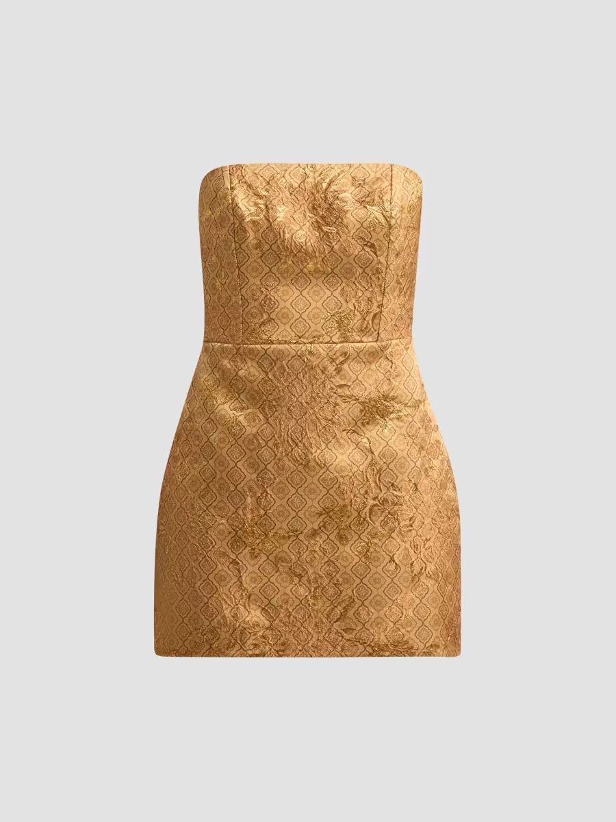 Jacquard Strapless Mini Dress by Hemant & Nandita