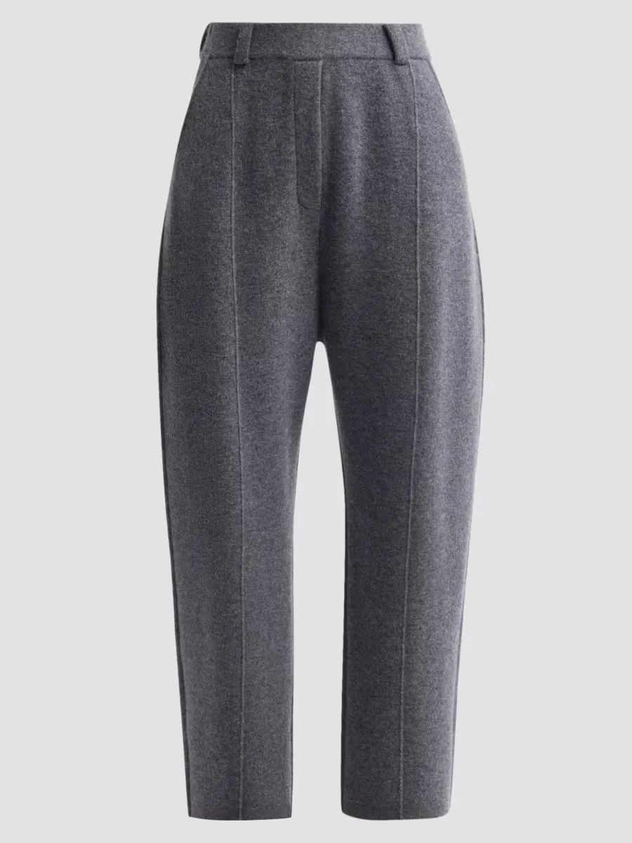 Wrenda Cashmere Knit Barrel-Leg Trousers by Lisa Yang