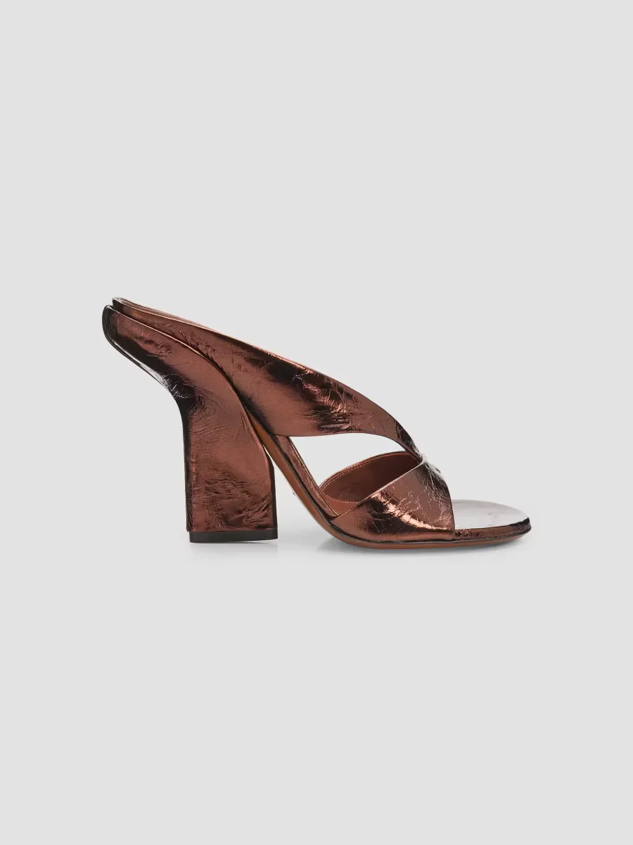 Mosaicon 100MM Metallic Leather Mules by Dries Van Noten