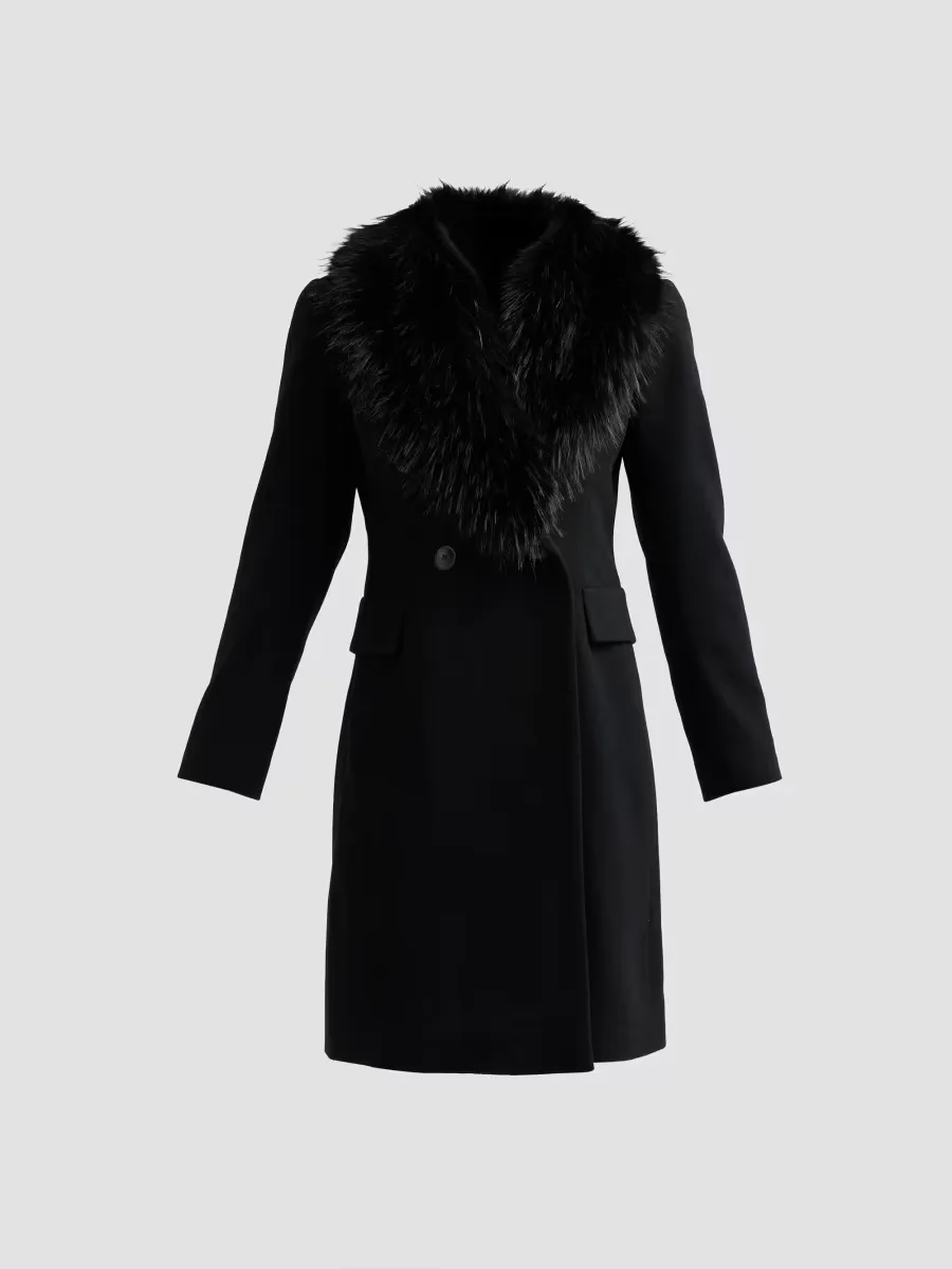 Sage Faux Fur Collar Coat by Fleurette