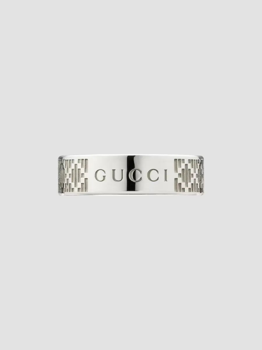 Diamante Sterling Silver Band Ring by Gucci