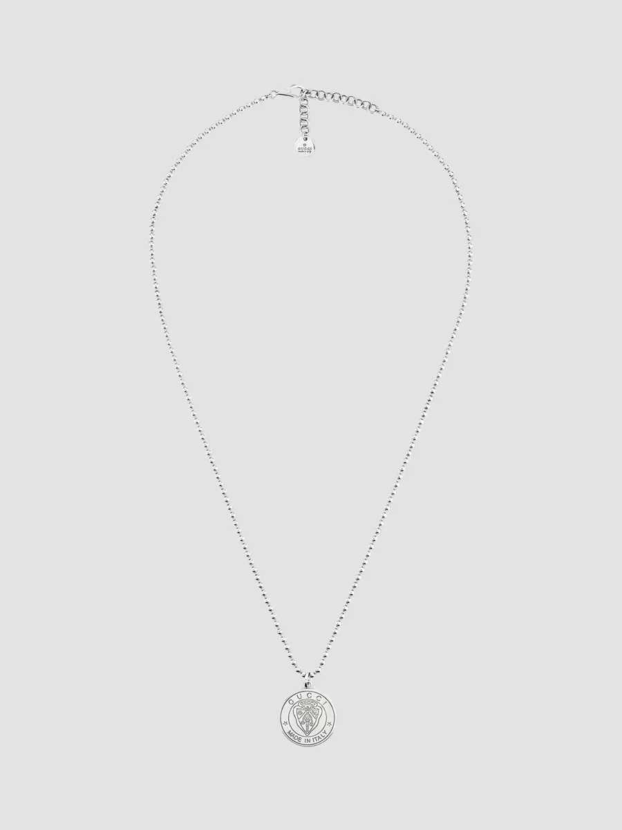 Crest Pendant Sterling Silver Boule Necklace by Gucci