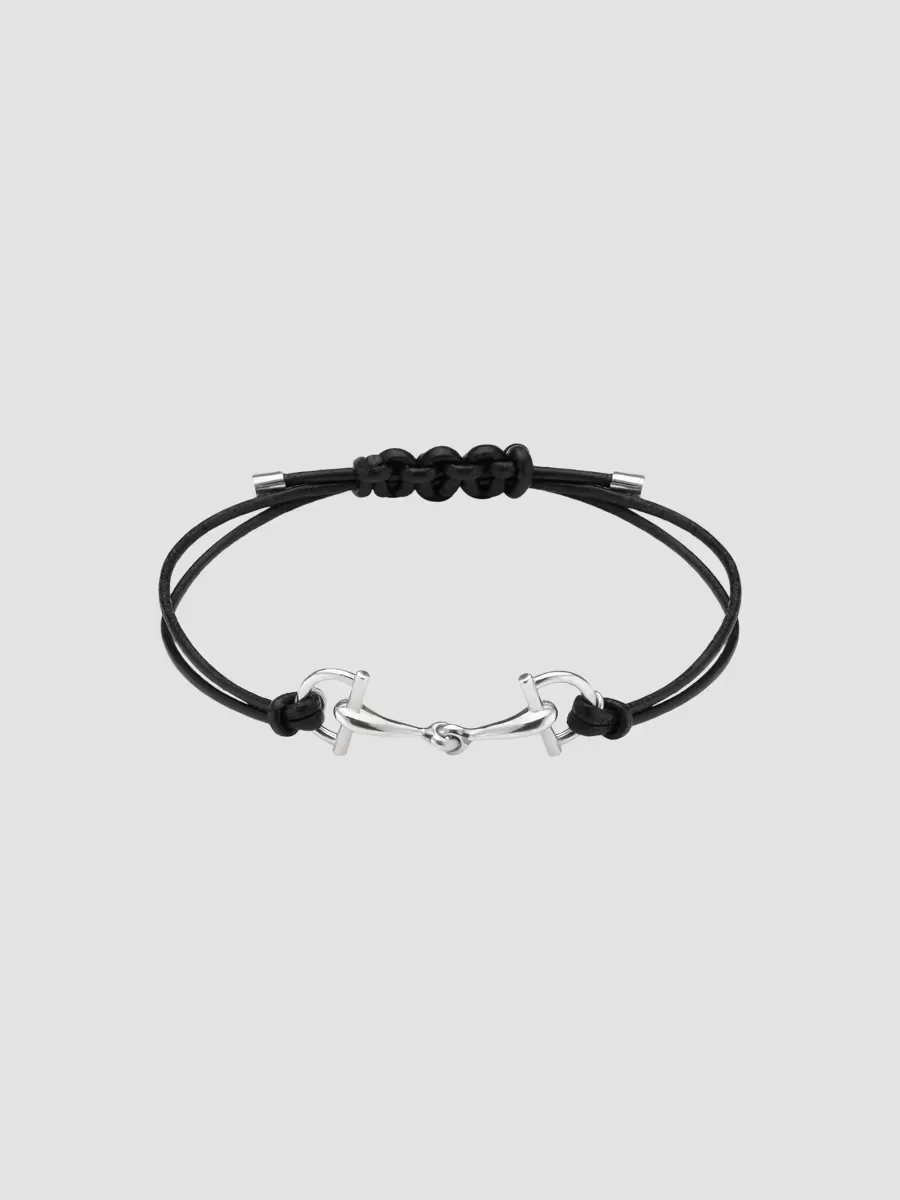 Staffa Stirrup Sterling Silver & Leather Bracelet by Gucci