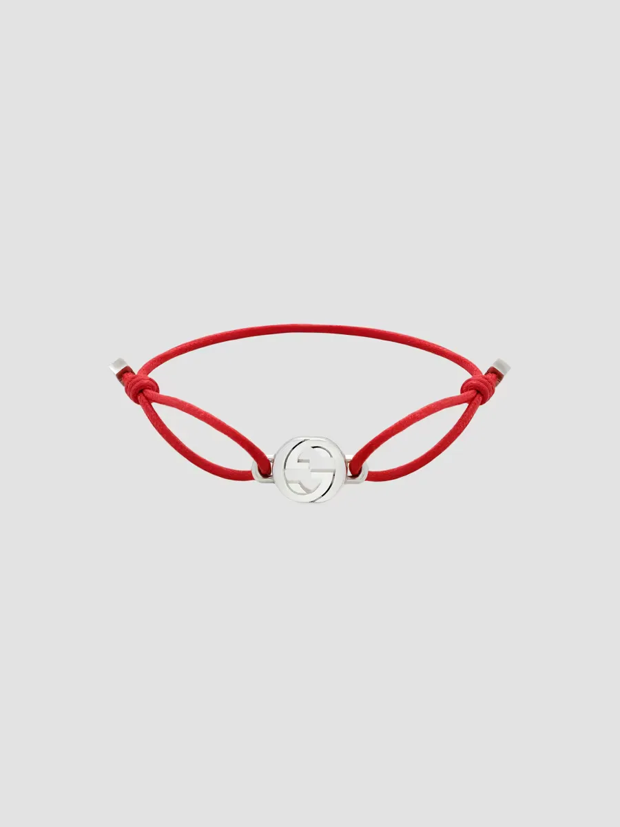 Interlocking Sterling Silver & Cotton Cord Bracelet by Gucci
