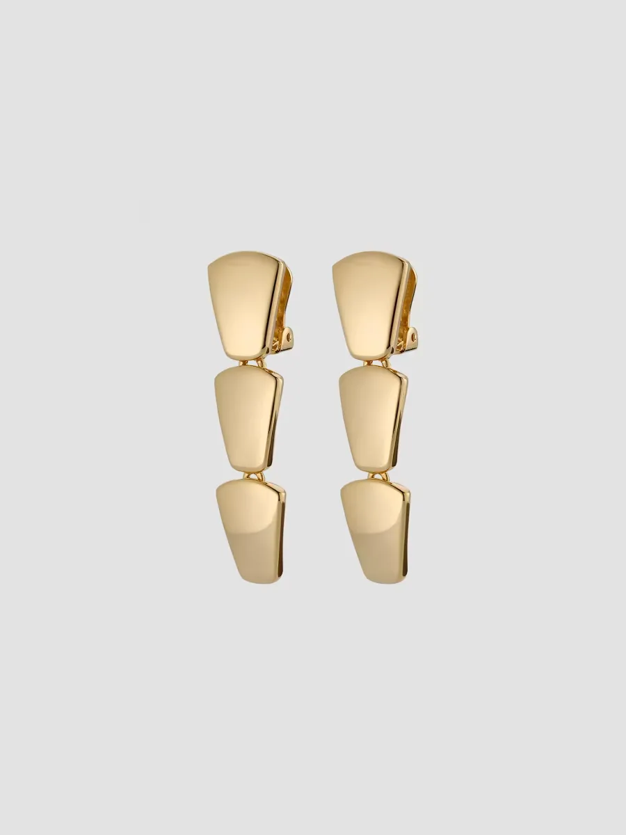 Pueblo 24K-Gold-Plated Geometric Clip-On Drop Earrings