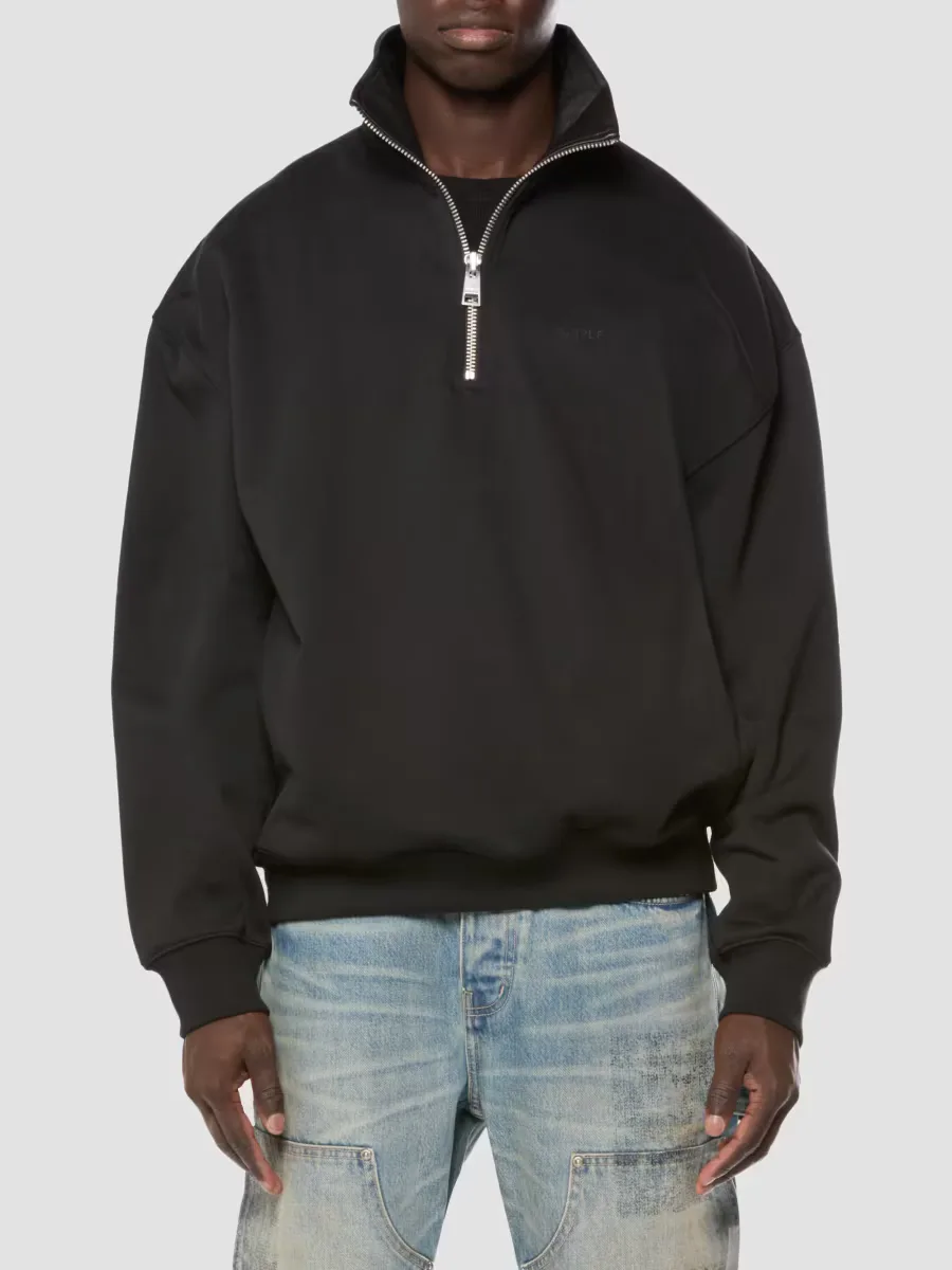 Medium-Weight Cotton Fleece Half-Zip Sweatshirt by Purple Brand