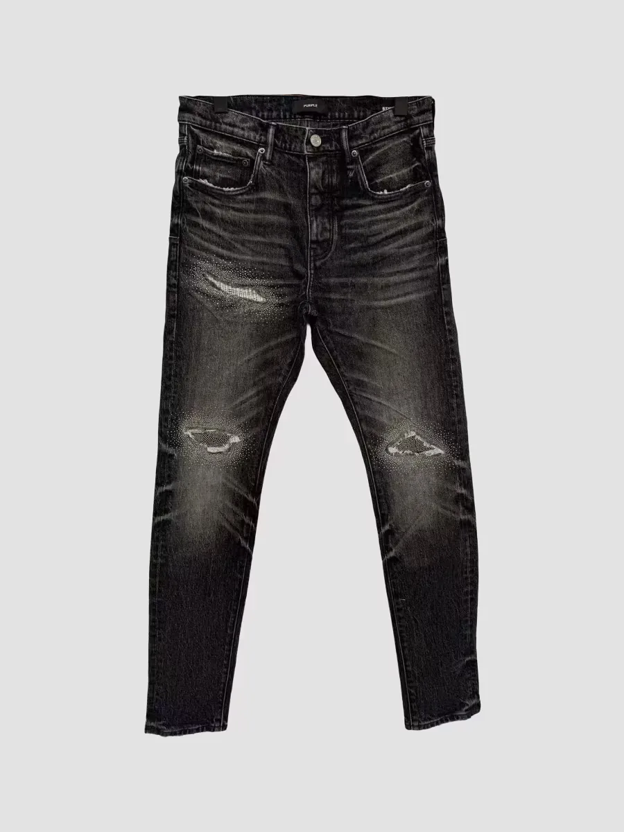 Destroy Embellished Stacked Skinny Jeans by Purple Brand