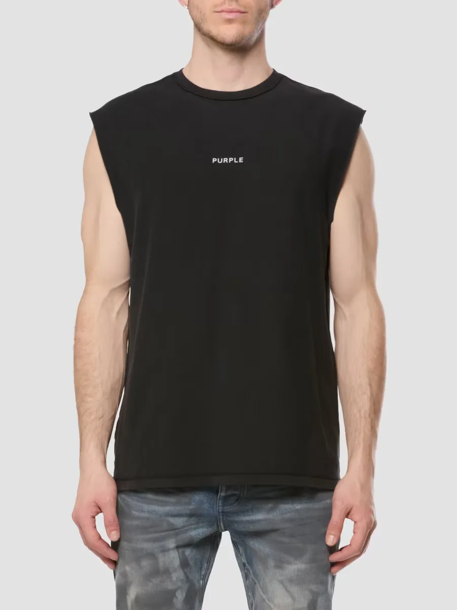 Logo Textured Cotton Muscle Tank by Purple Brand