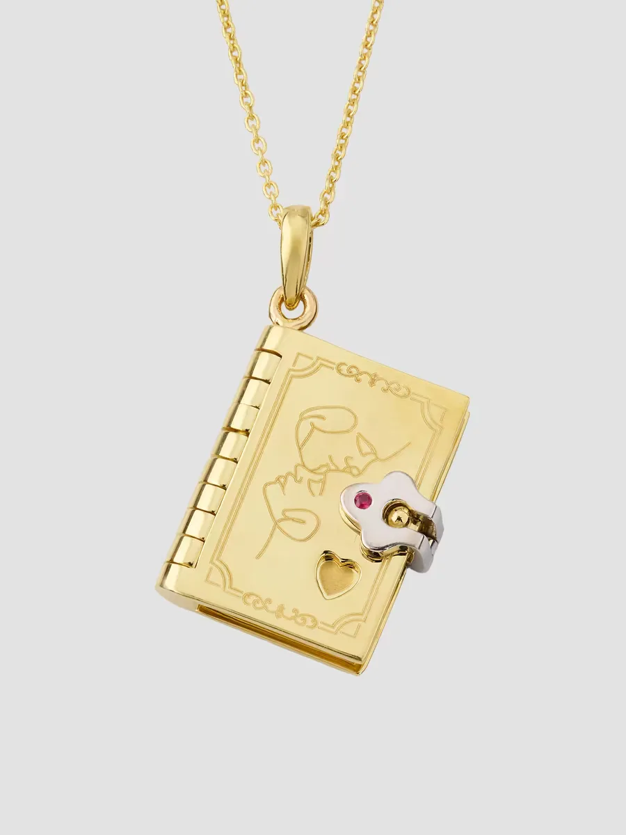 Tiny Treasurers 18K Yellow Gold & Ruby Love Story Pendant Necklace by Roberto Coin