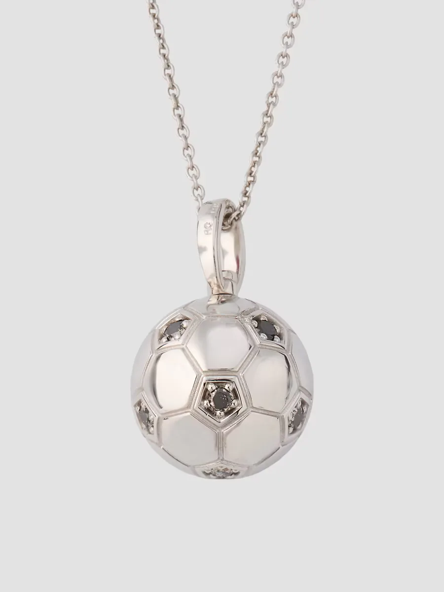 Tiny Treasurers 18K White Gold & 0.18 TCW Black Diamond Soccer Ball Pendant Necklace by Roberto Coin