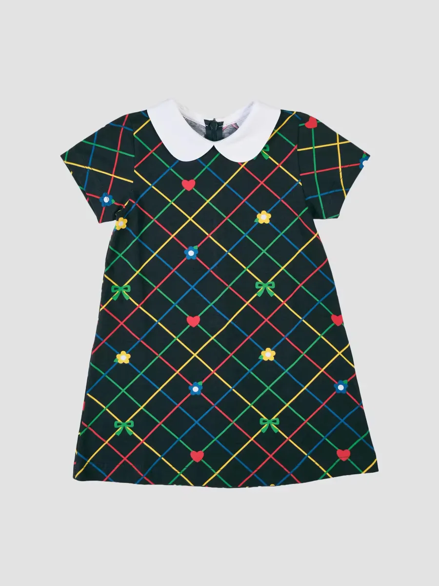 Grid-Print Stretch Cotton Dress by Florence Eiseman