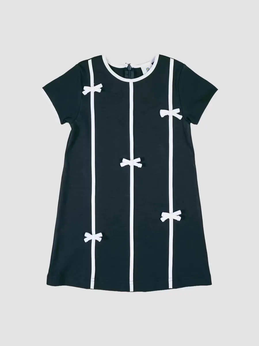 Bow-Appliqued Knit Cotton Dress by Florence Eiseman
