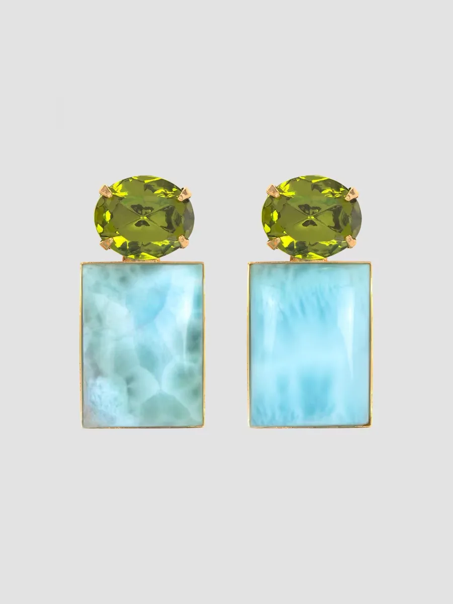 Alette 18K-Gold-Plated, Austrian Crystal & Larimar Drop Earrings by BEHR