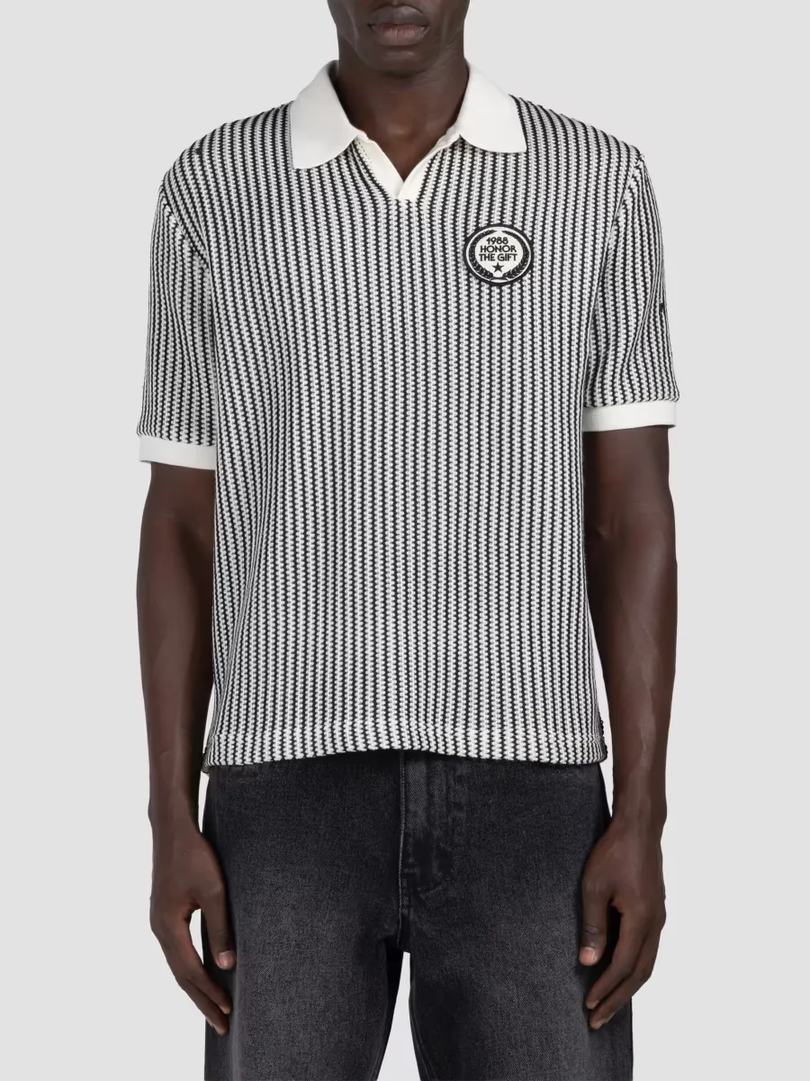 Striped Knit Polo Shirt by Honor The Gift