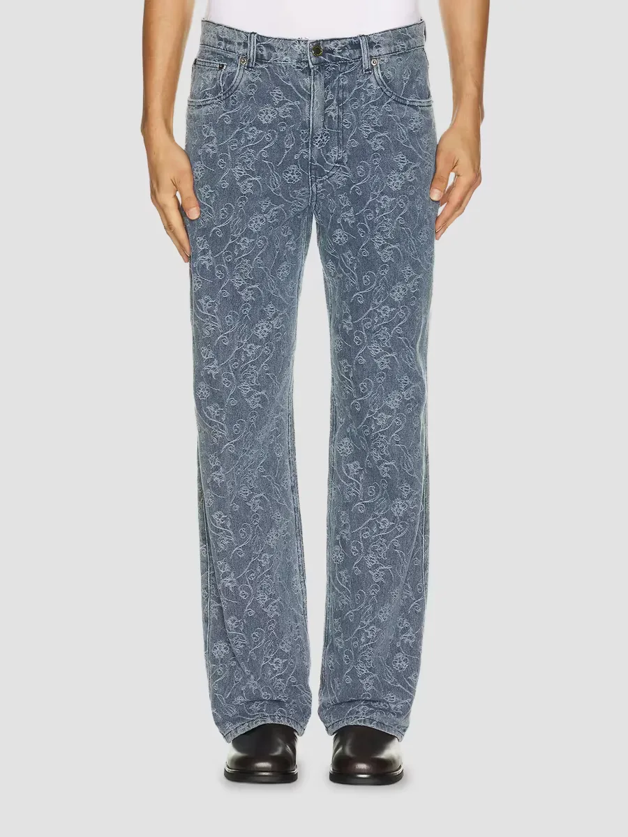 Floral Jacquard Straight Jeans by Honor The Gift
