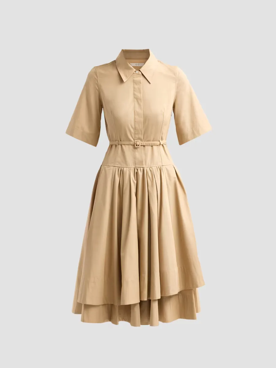 Cotton Belted Midi-Shirtdress by Co
