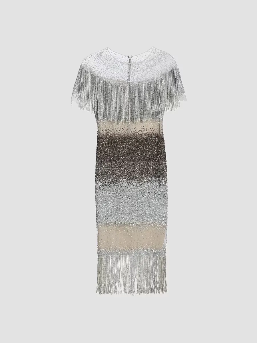 Signature Sequined Fringe Cocktail Dress by Pamella Roland