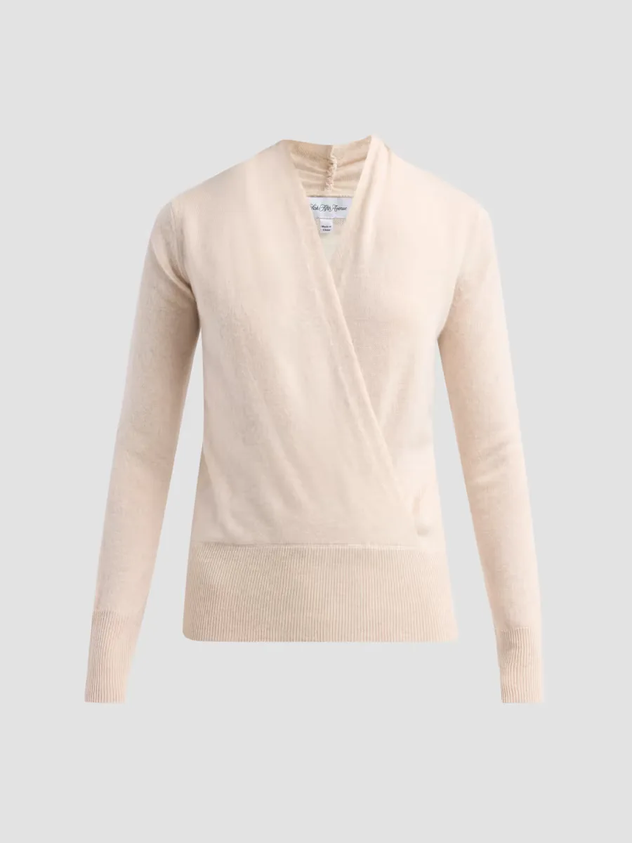 Private Label Cashmere Modern Faux-Wrap Sweater by Sofia Cashmere