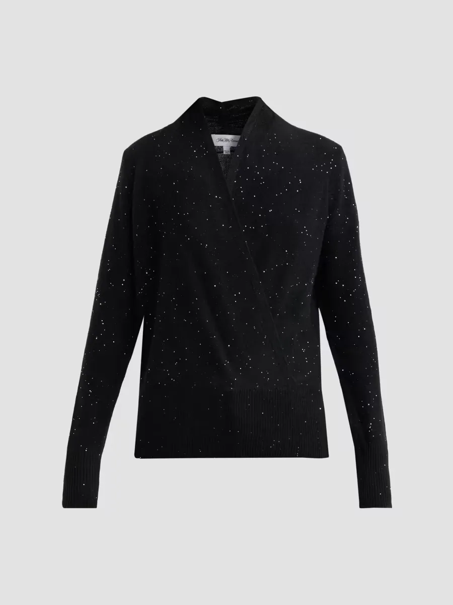 Private Label Cashmere Sequined Faux-Wrap Sweater by Sofia Cashmere