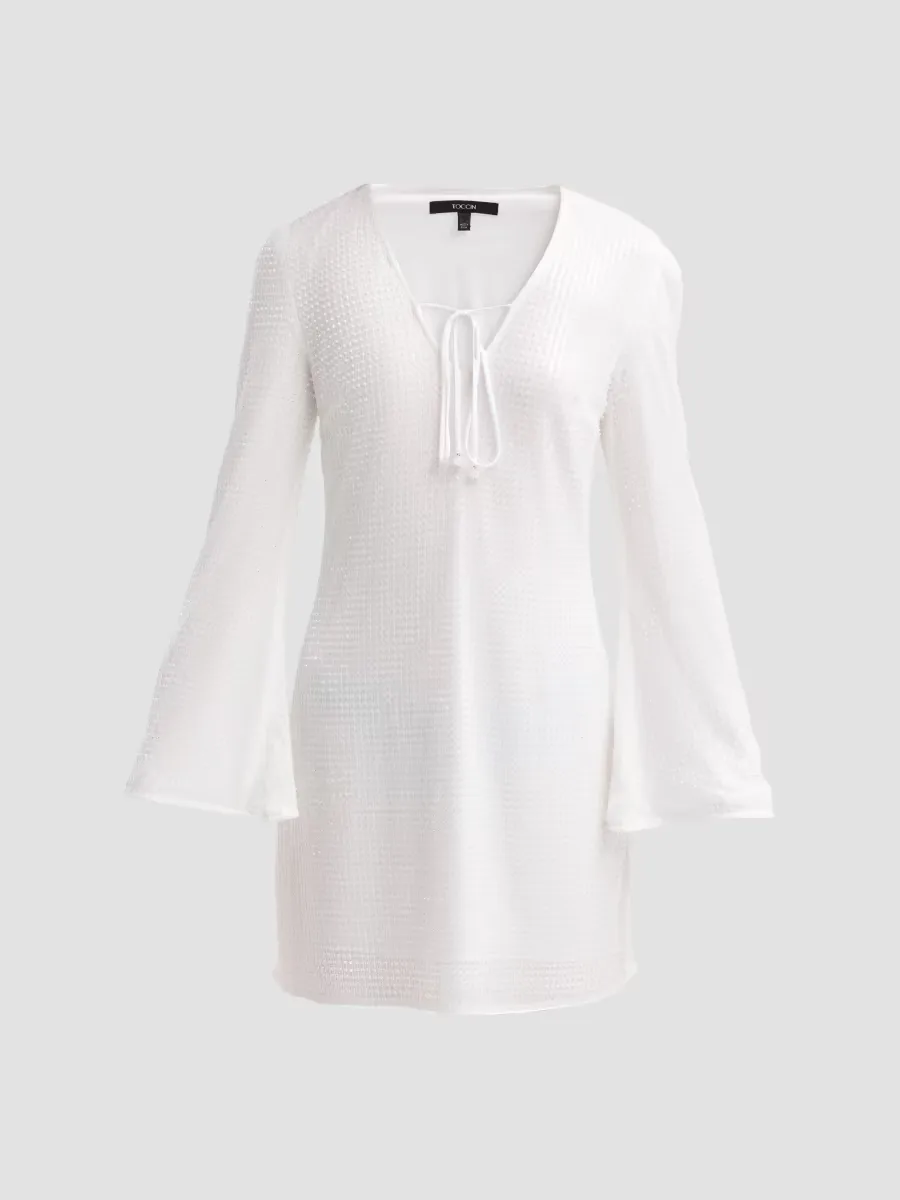 Raine Flared-Sleeve Mini Dress by Toccin