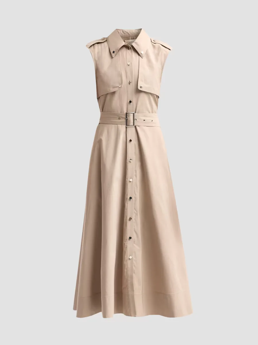 Gail Cotton-Blend Belted Midi Shirtdress