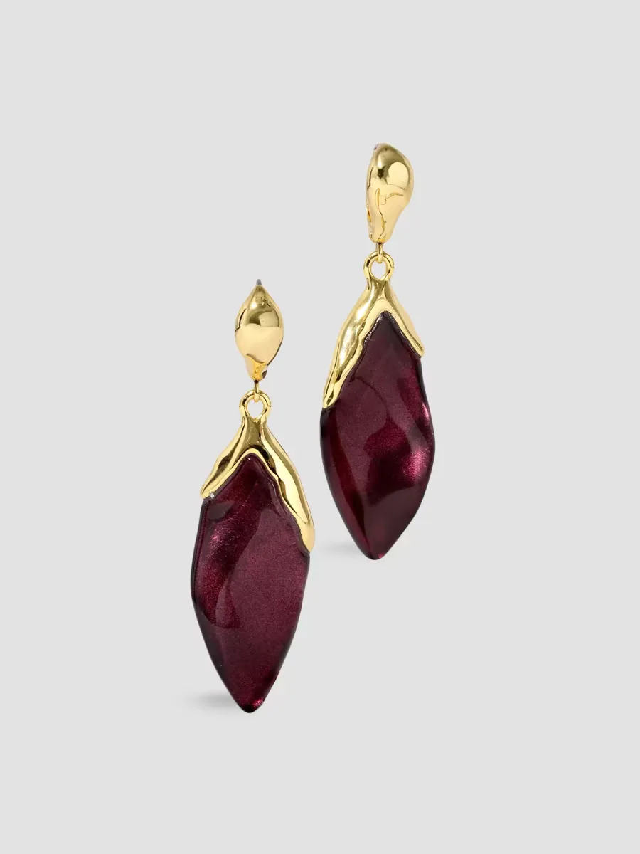 Luminous 14K-Gold-Plated & Lucite Petal Drop Earrings
