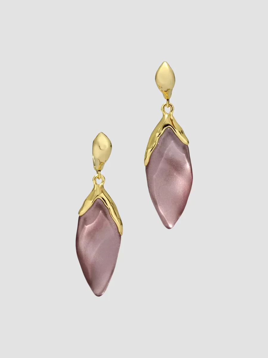 Luminous 14K-Gold-Plated & Lucite Petal Drop Earrings