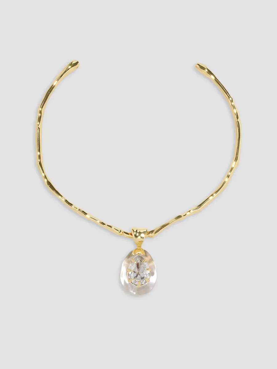 Bonbon 14K-Gold-Plated, Lucite & Crystal Teardrop Collar Necklace