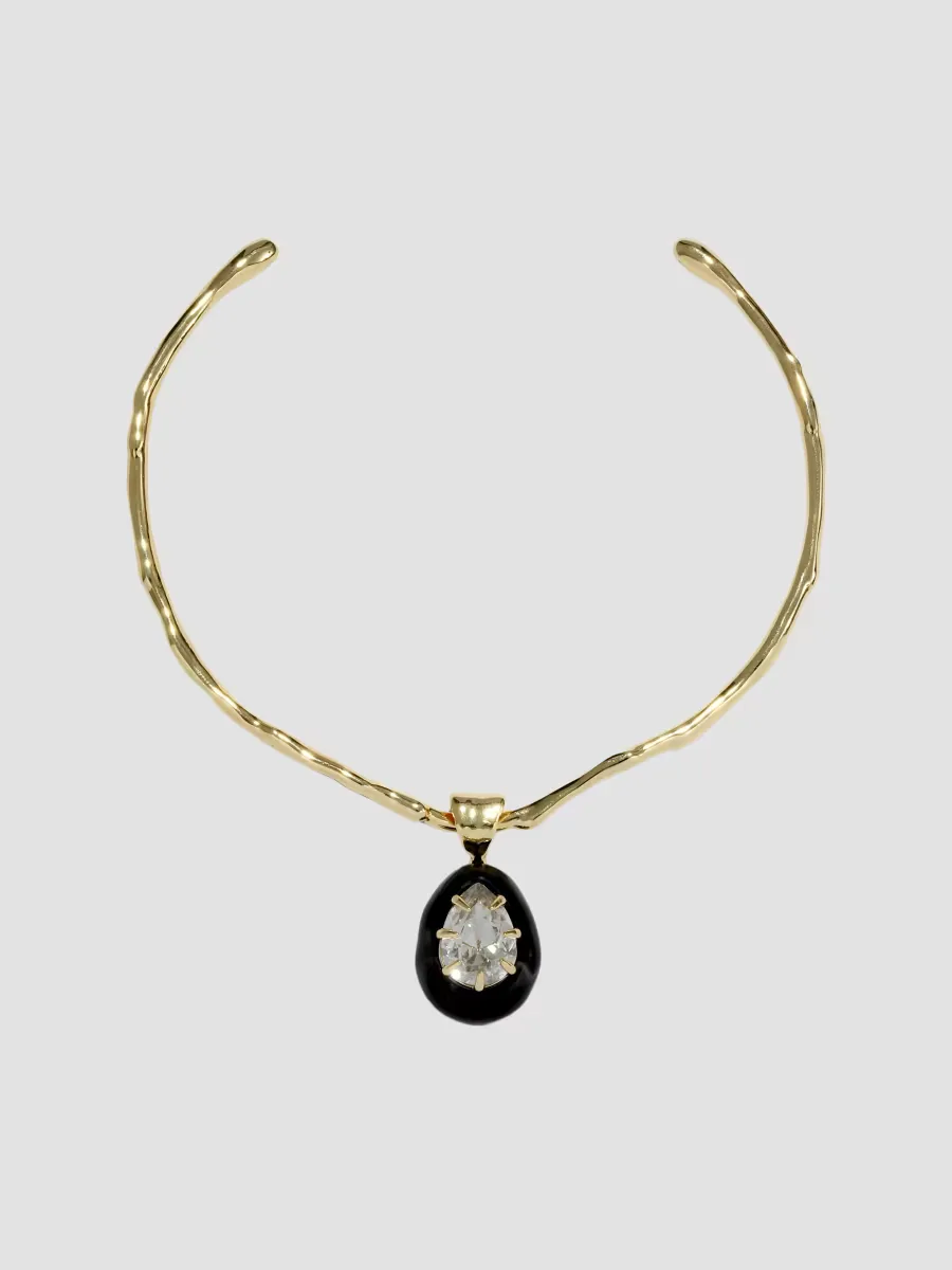 Bonbon 14K-Gold-Plated, Lucite & Crystal Teardrop Collar Necklace