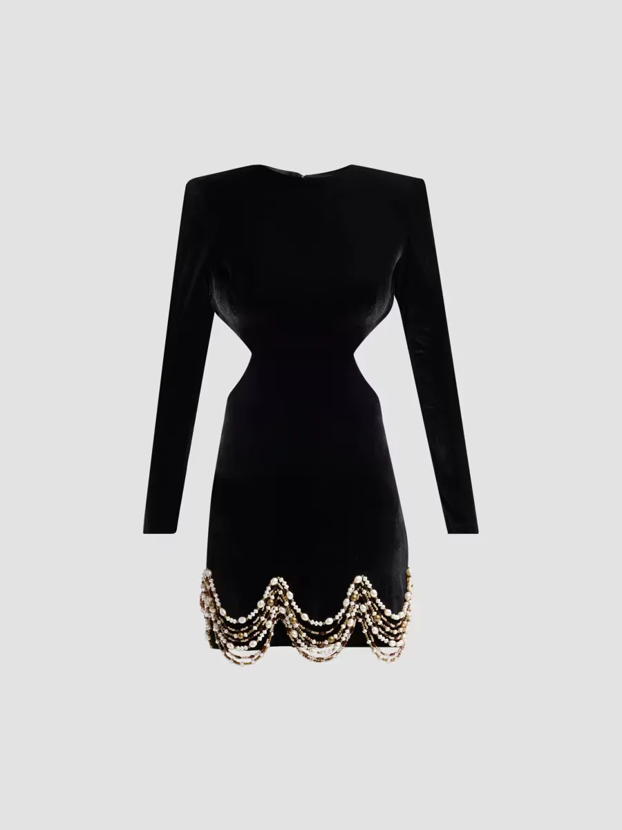 Maria Velvet Embroidered Mini Dress by PatBO