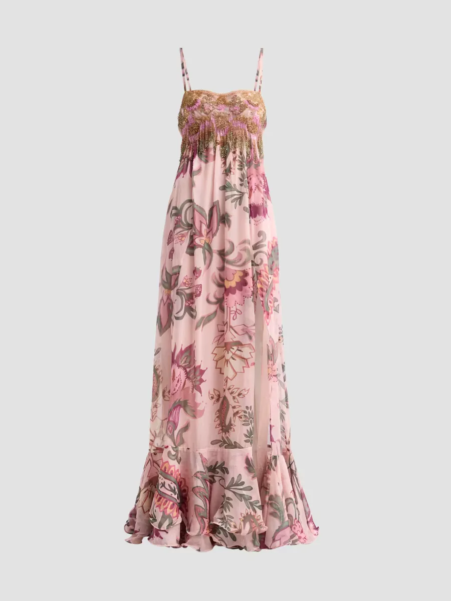 Boho Printed Flowing Slip Gown