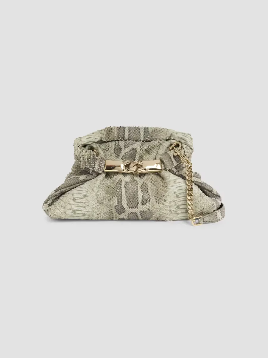 Dinner at 8 Small Python-Embossed Leather Clutch