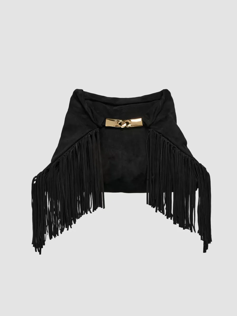 Dinner at 8 Medium Suede Fringe Clutch by Balmain