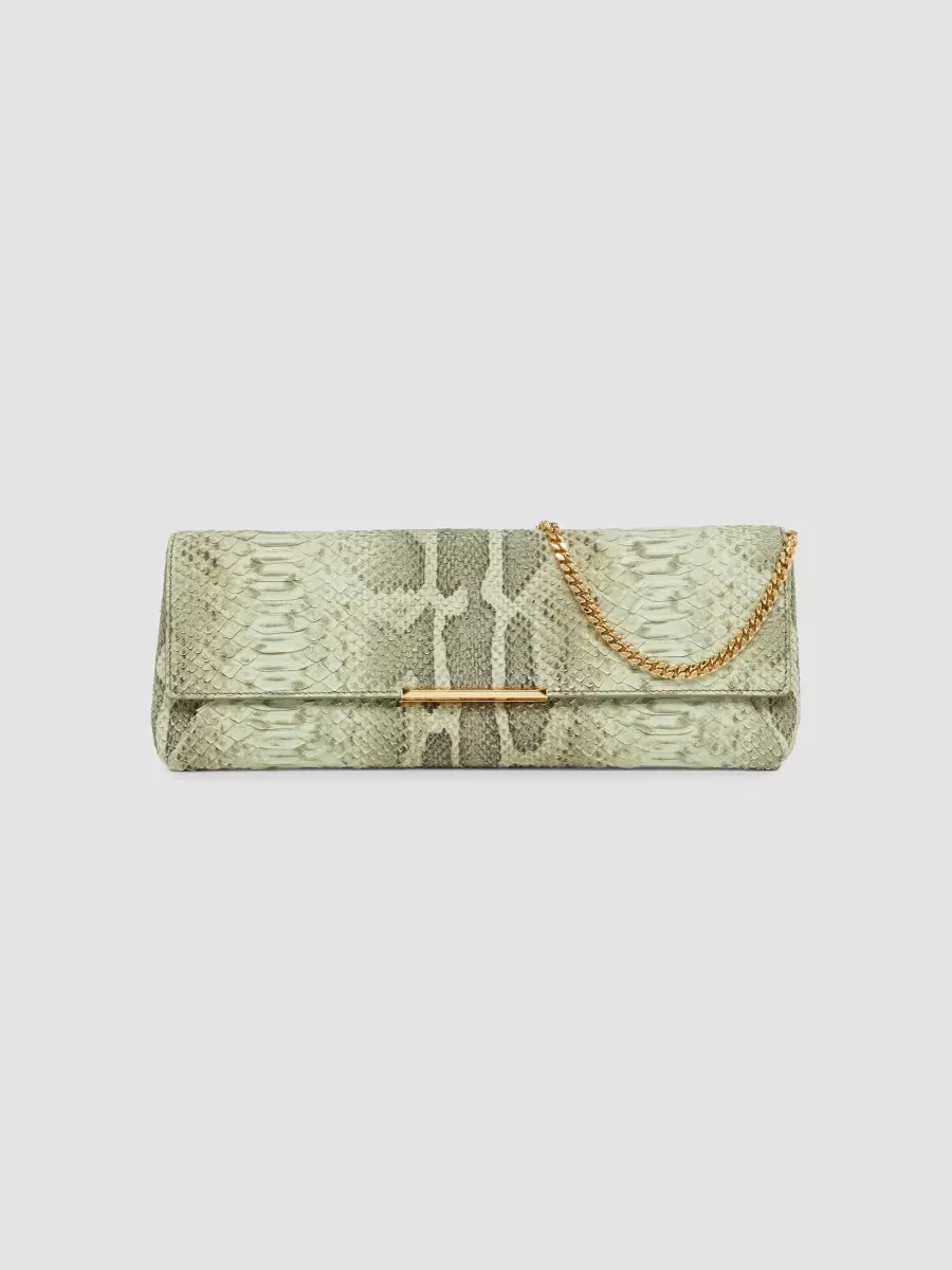 Small Python-Embossed Leather Clutch