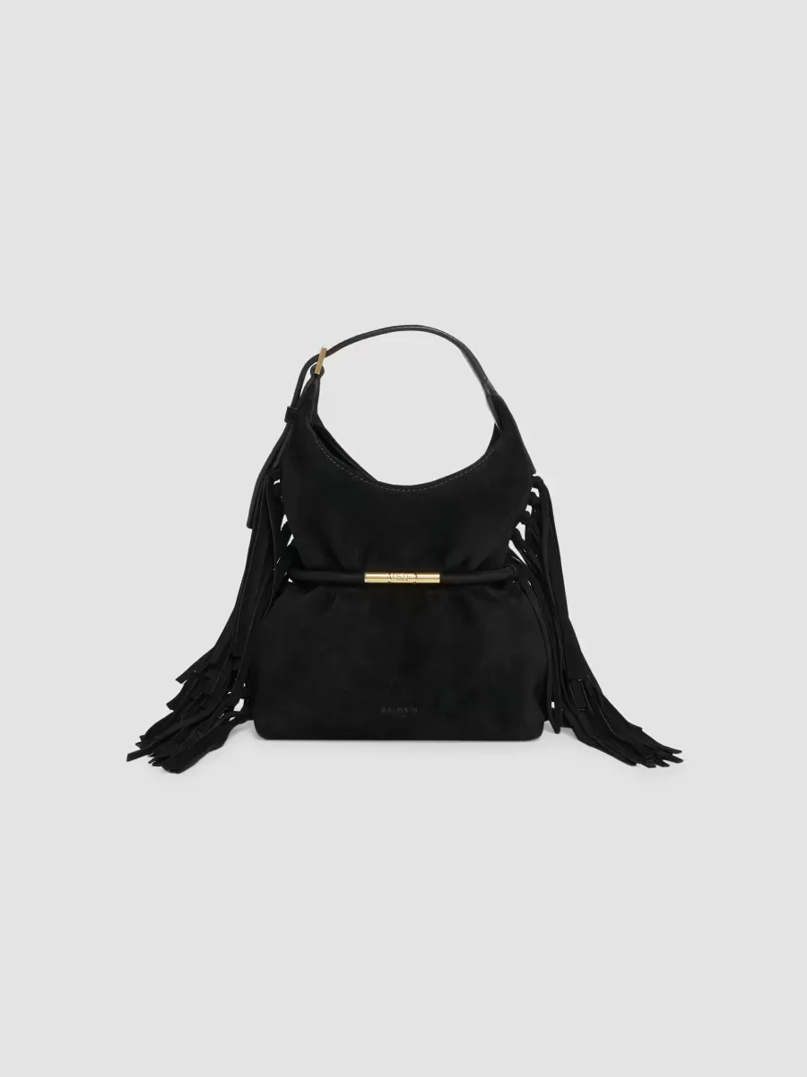 Sphynx Mini Fringed Suede Top Handle Bag by Balmain