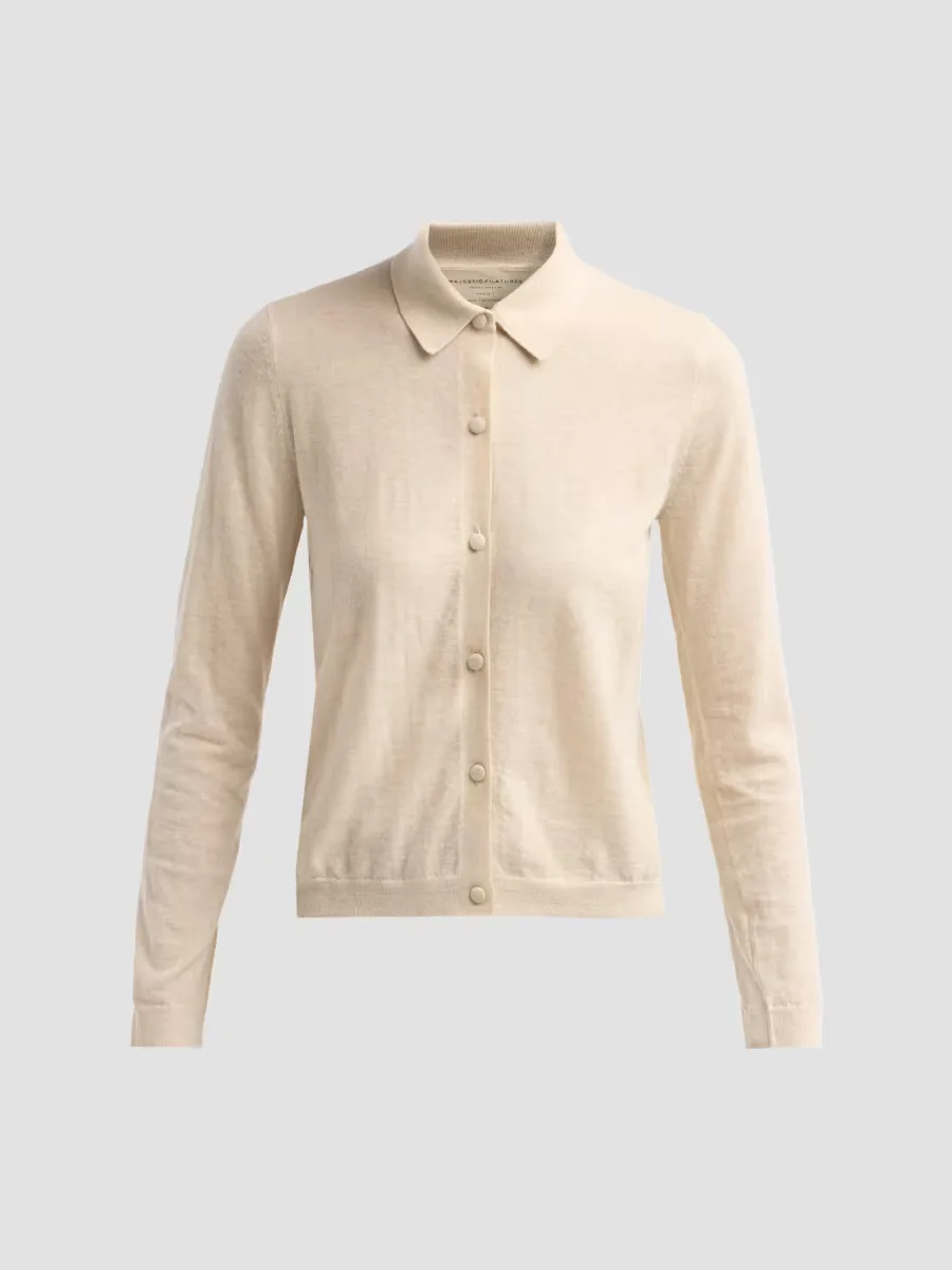 Extrafine Cashmere Long-Sleeve Polo Shirt by Majestic