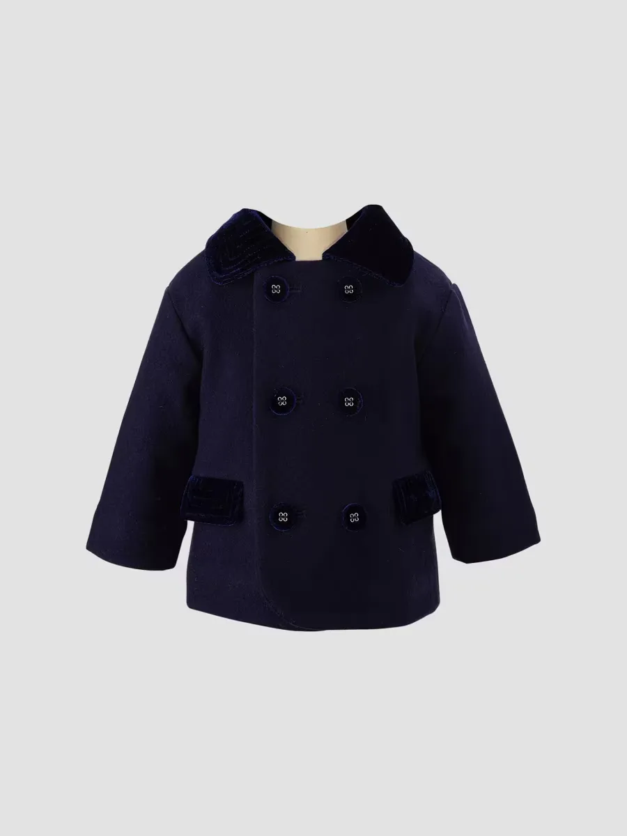 Velvet-Trimmed Double-Breasted Coat by Rachel Riley