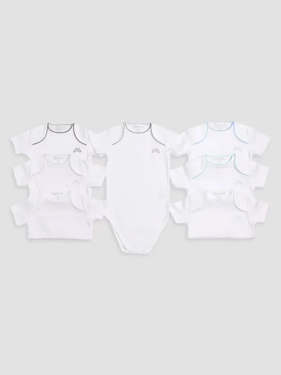 7-Piece Picot Pima Cotton Bodysuit Set by Marie-Chantal