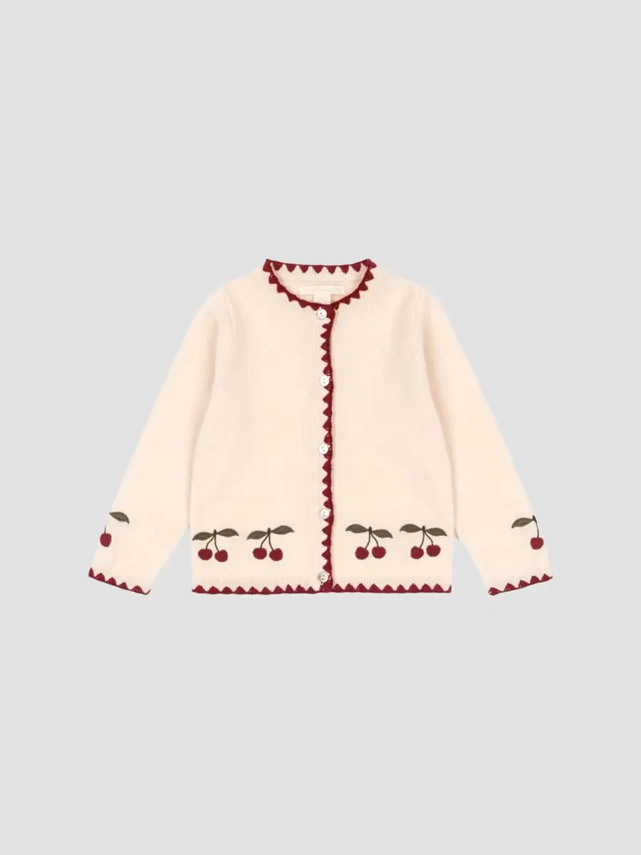 Collette Cherry Embroidered Cardigan by Konges Slojd