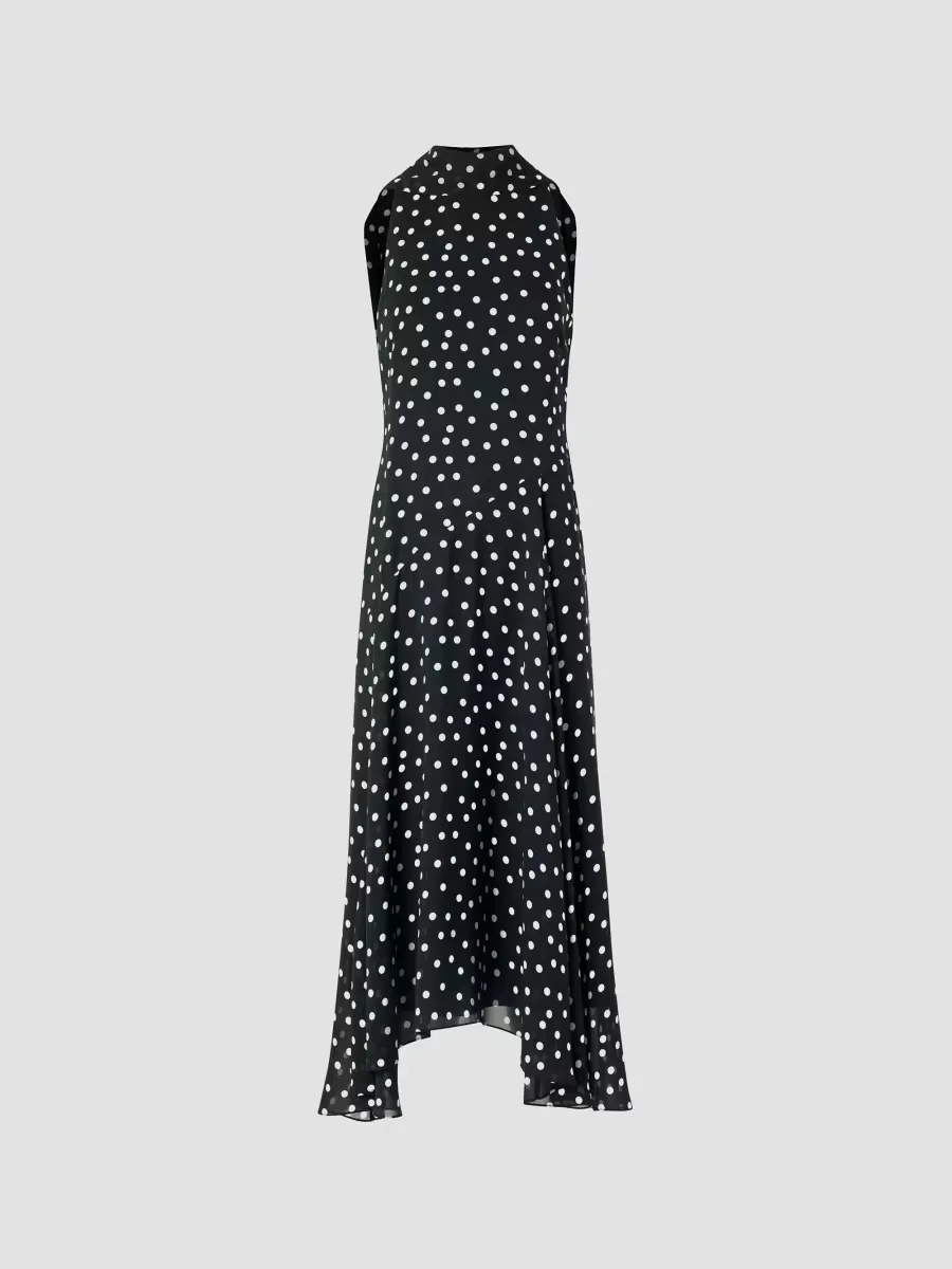 Polka Dot Georgette Midi Dress