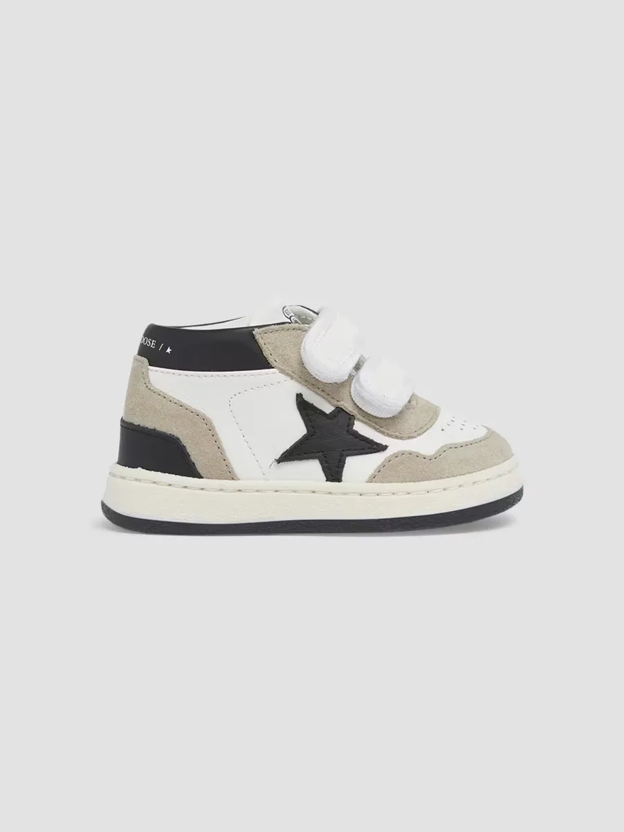 June Basket Mixed-Leather Grip-Strap Sneakers by Golden Goose